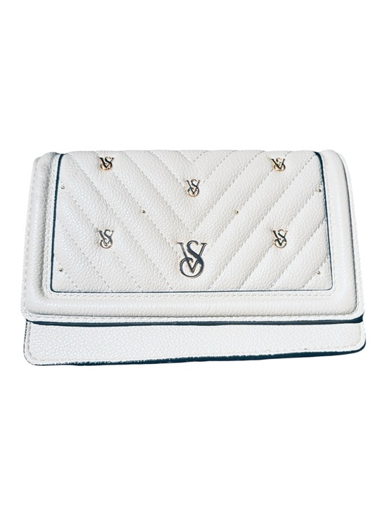 Victoria's Secret Handbags - NWT Victoria’s Secret White Quilted V Monogram Crossbody Flap Bag Clutch Gold